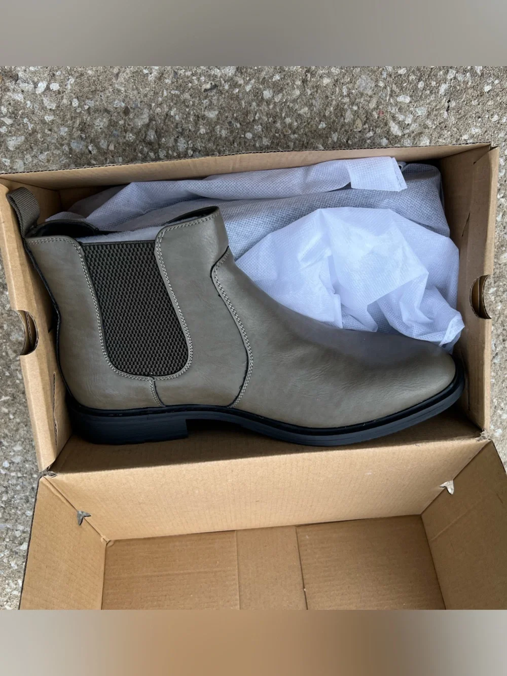 Men's Round Toe Boots Chelsea Slip on waterproof NEW G9T024GG95 Grayish Green